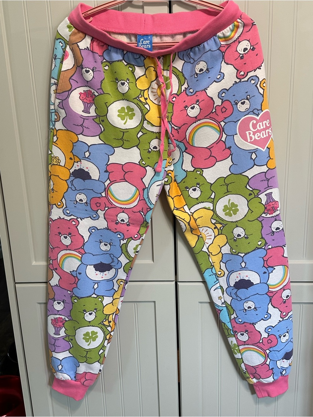 Care Bears Pink Ribbed Crewneck Sweatshirt with Blue Tag